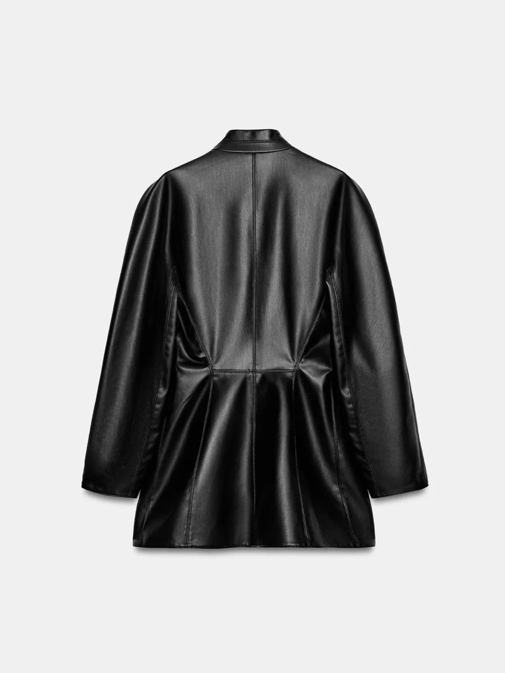Zara Black Faux Leather Wrap Blazer - Picture 3 of 7